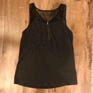 Olive Green Lace Sleeveless Shirt